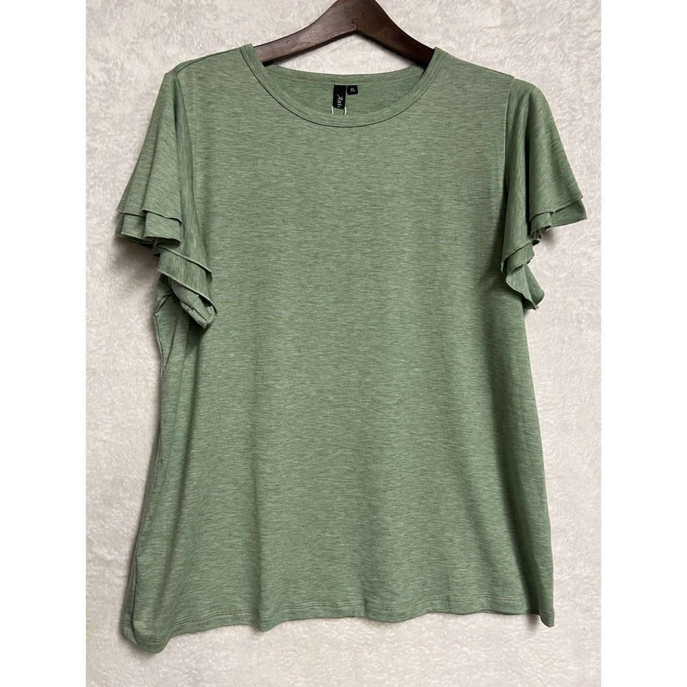 Automet Women's XL Sage Green Flutter Sleeve Casual Top NWT